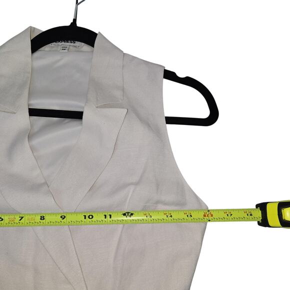 Express Romper Womens XXS Cream Sleeveless Double Breasted Blazer Linen Mob Wife - Picture 5 of 11